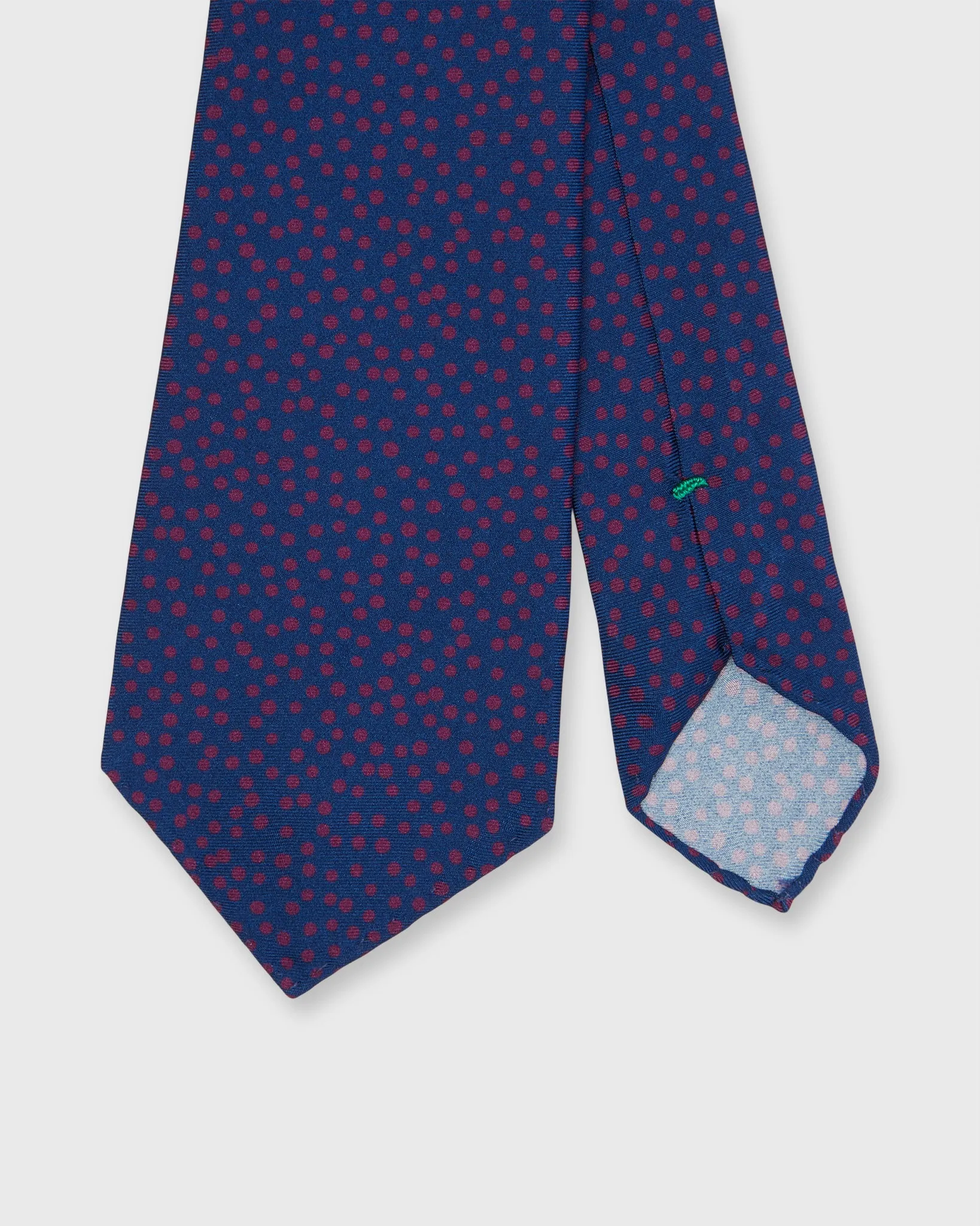 Silk Print Tie in Navy/Berry Jumble Dot