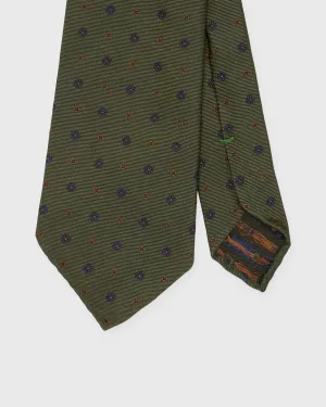 Silk Woven Tie in Sage/Navy/Umber Foulard