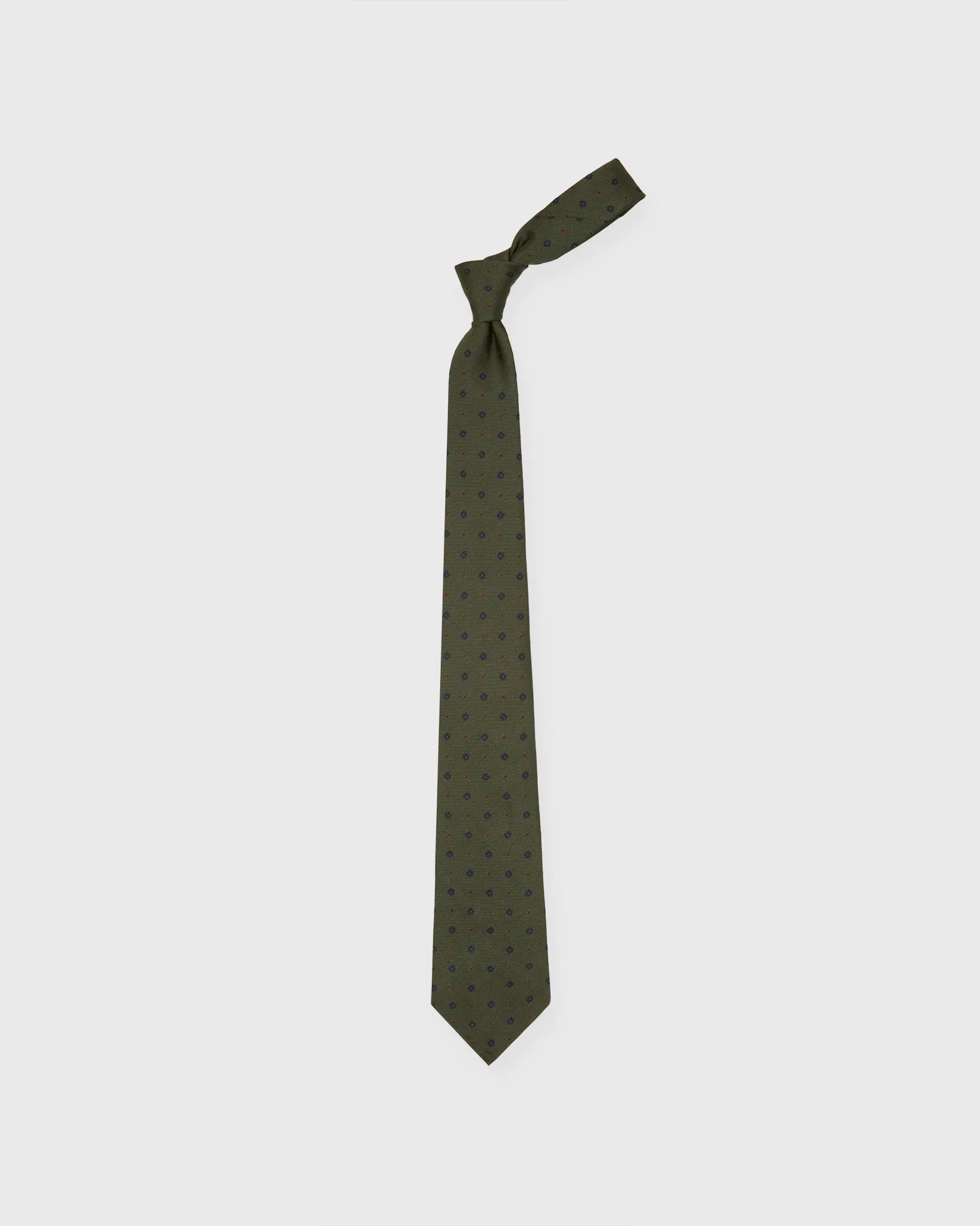 Silk Woven Tie in Sage/Navy/Umber Foulard