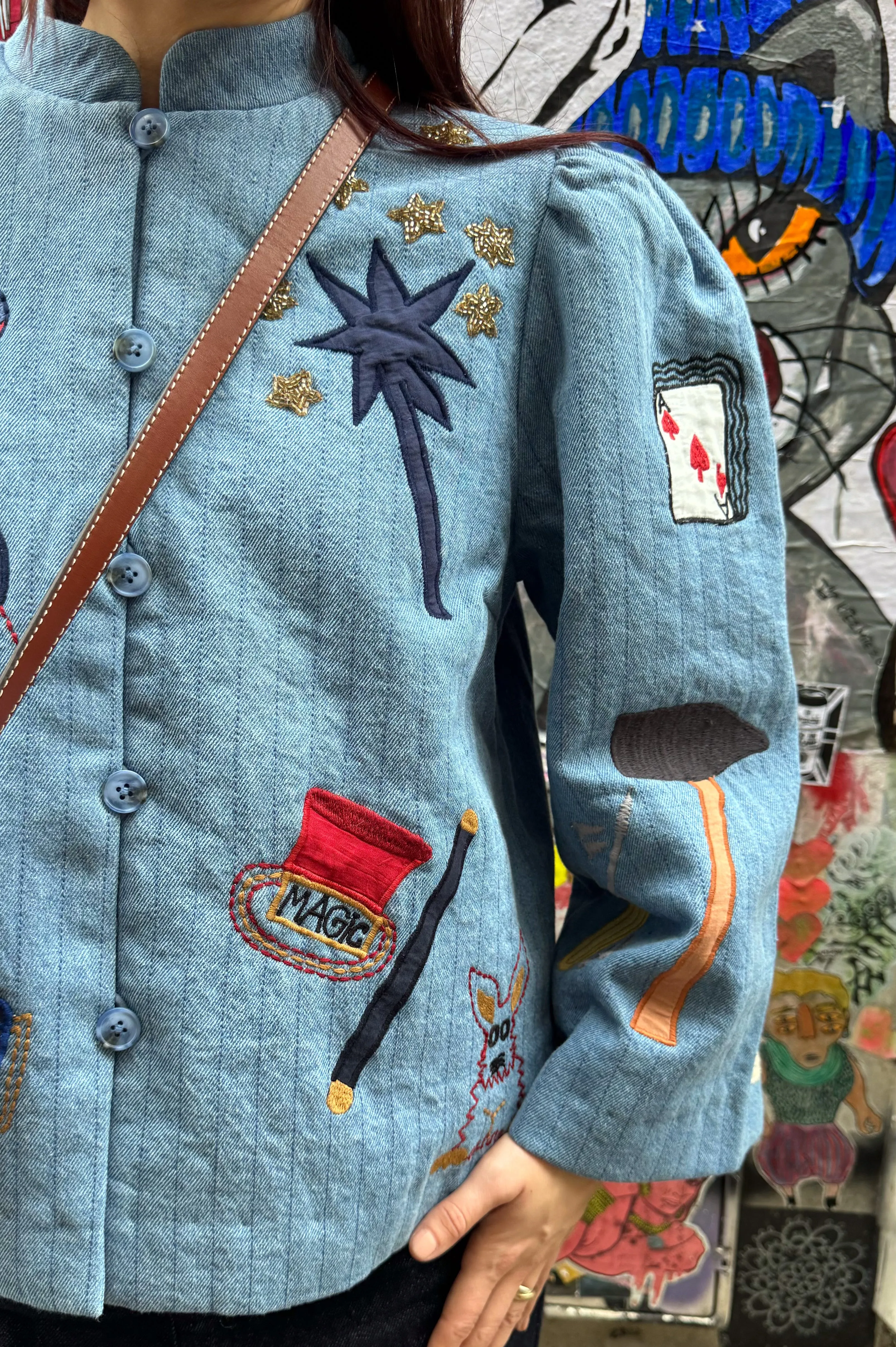 Stella Nova Embroidered Circus Washed Denim Jacket