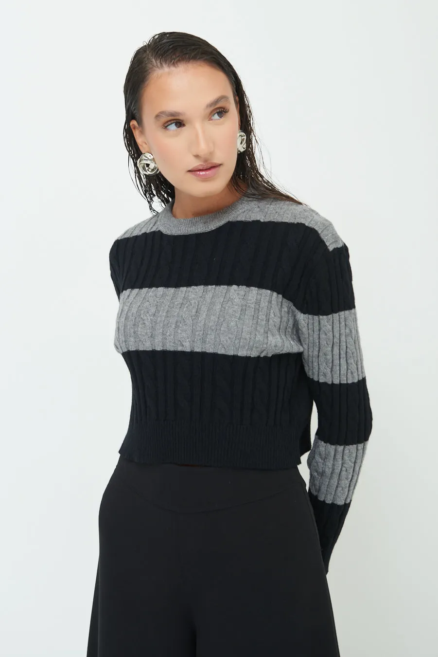 Striped cropped sweater wholesale