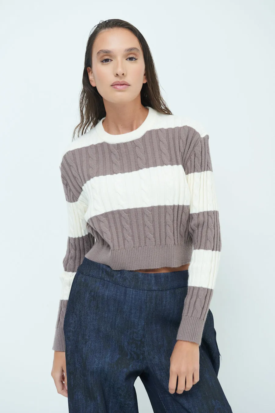 Striped cropped sweater wholesale