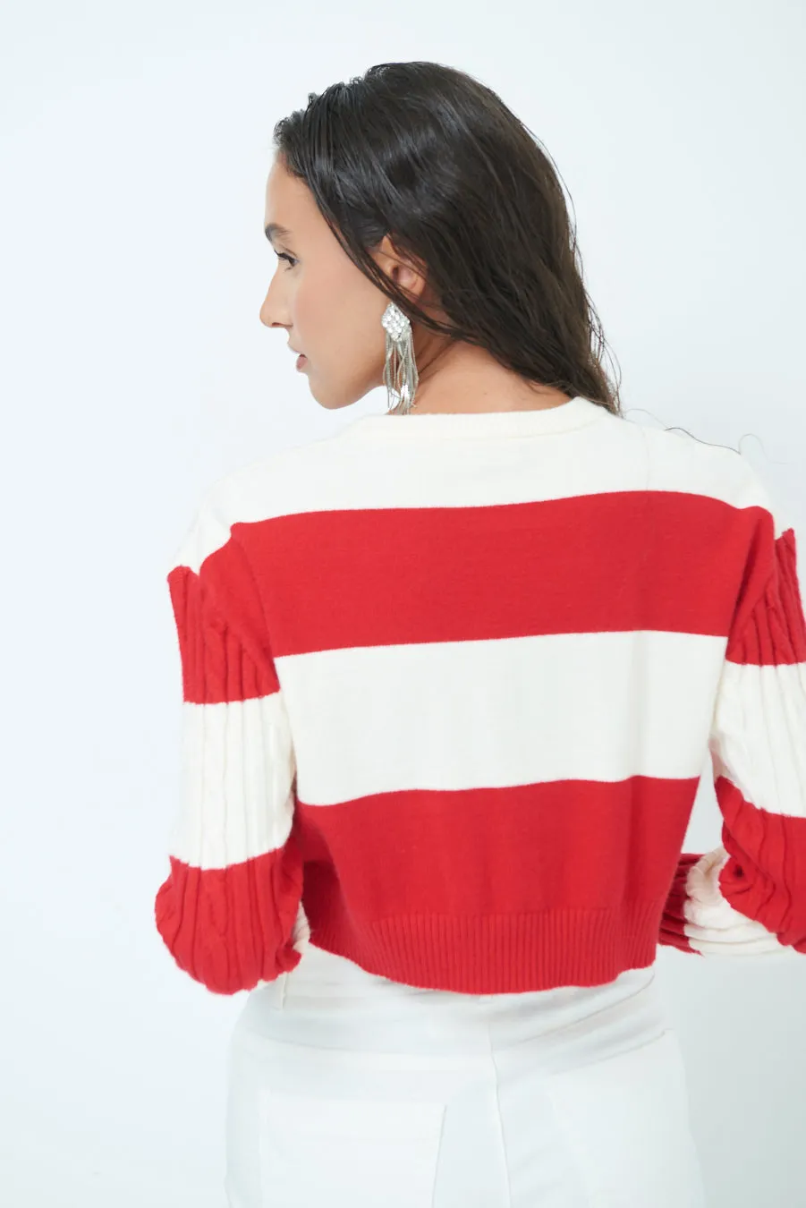 Striped cropped sweater wholesale