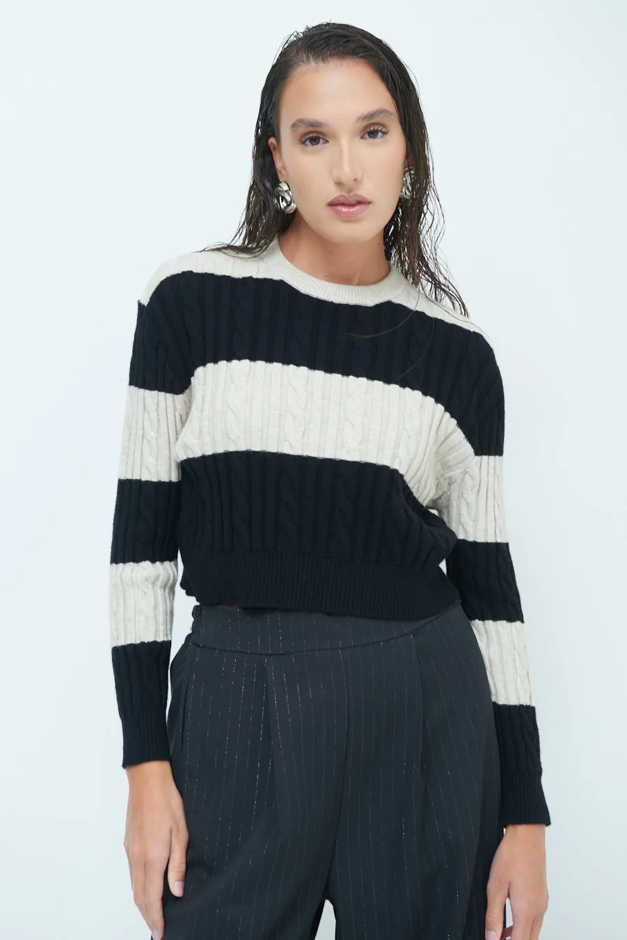 Striped cropped sweater wholesale