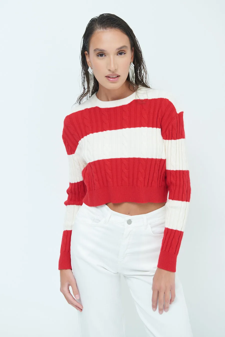 Striped cropped sweater wholesale