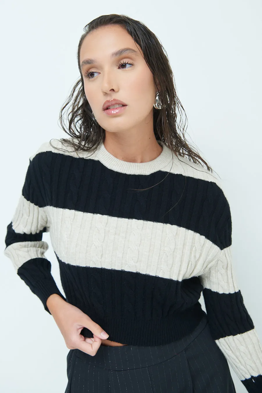 Striped cropped sweater wholesale