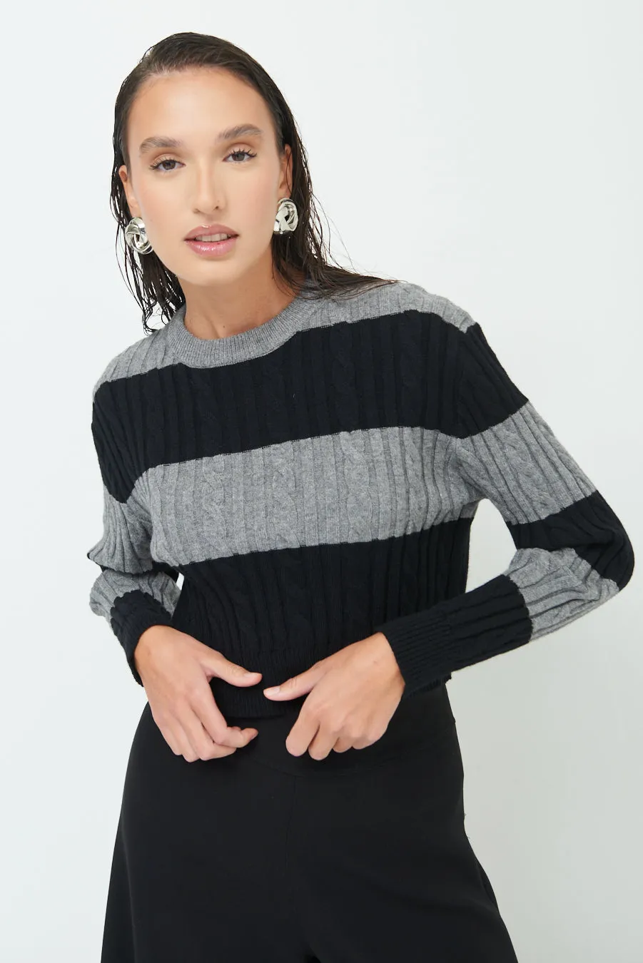 Striped cropped sweater wholesale