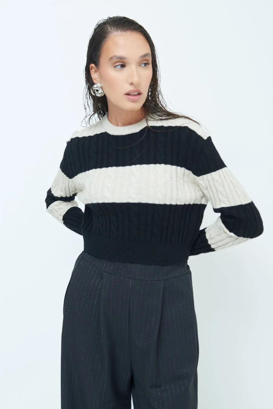 Striped cropped sweater wholesale