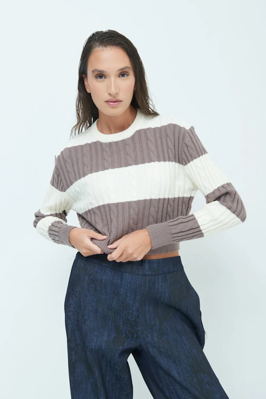 Striped cropped sweater wholesale