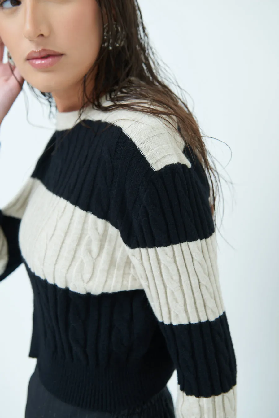 Striped cropped sweater wholesale