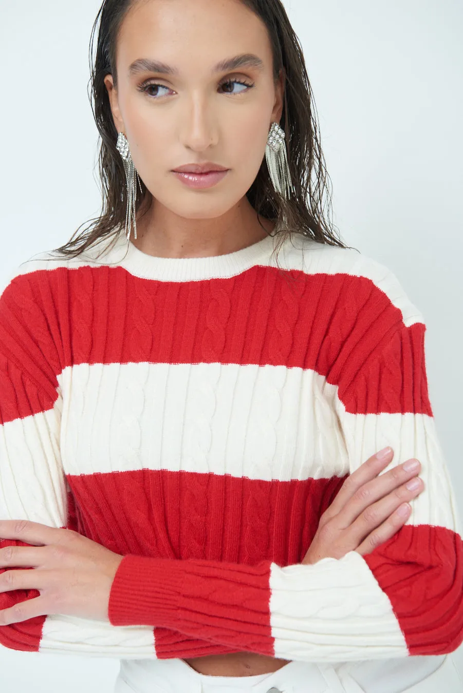 Striped cropped sweater wholesale