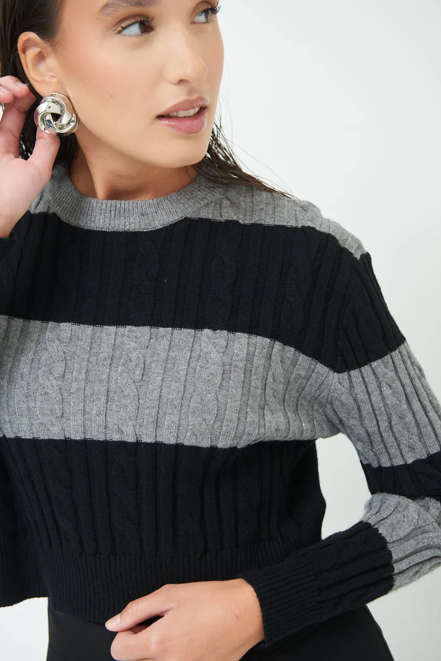 Striped cropped sweater wholesale