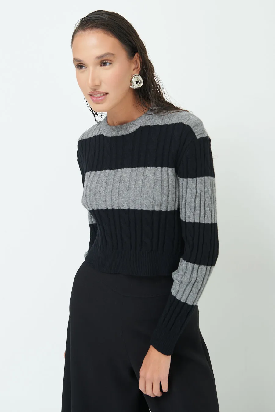 Striped cropped sweater wholesale