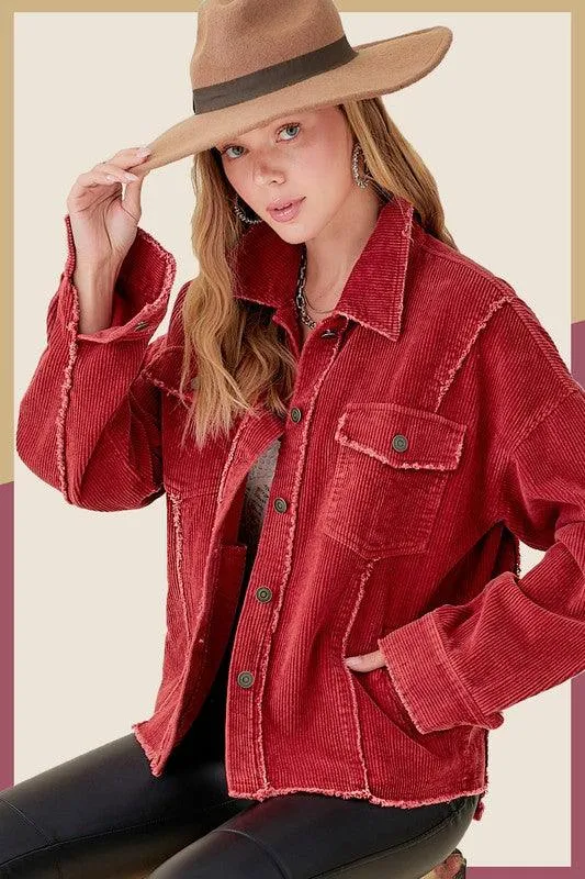 Sylvia Corduroy Button Front Jacket