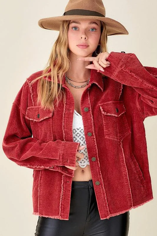 Sylvia Corduroy Button Front Jacket