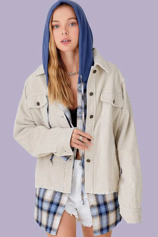 Sylvia Corduroy Button Front Jacket