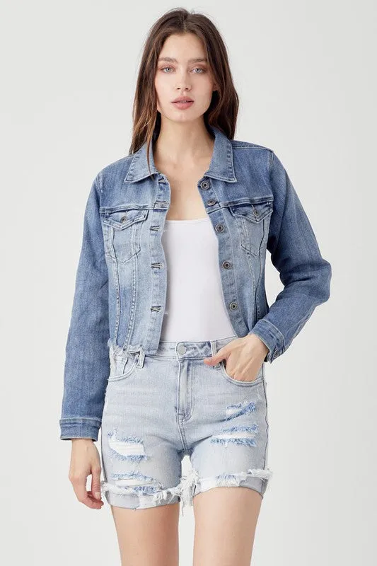 Take Me Back Frayed Hem Jean Jacket - Light Wash