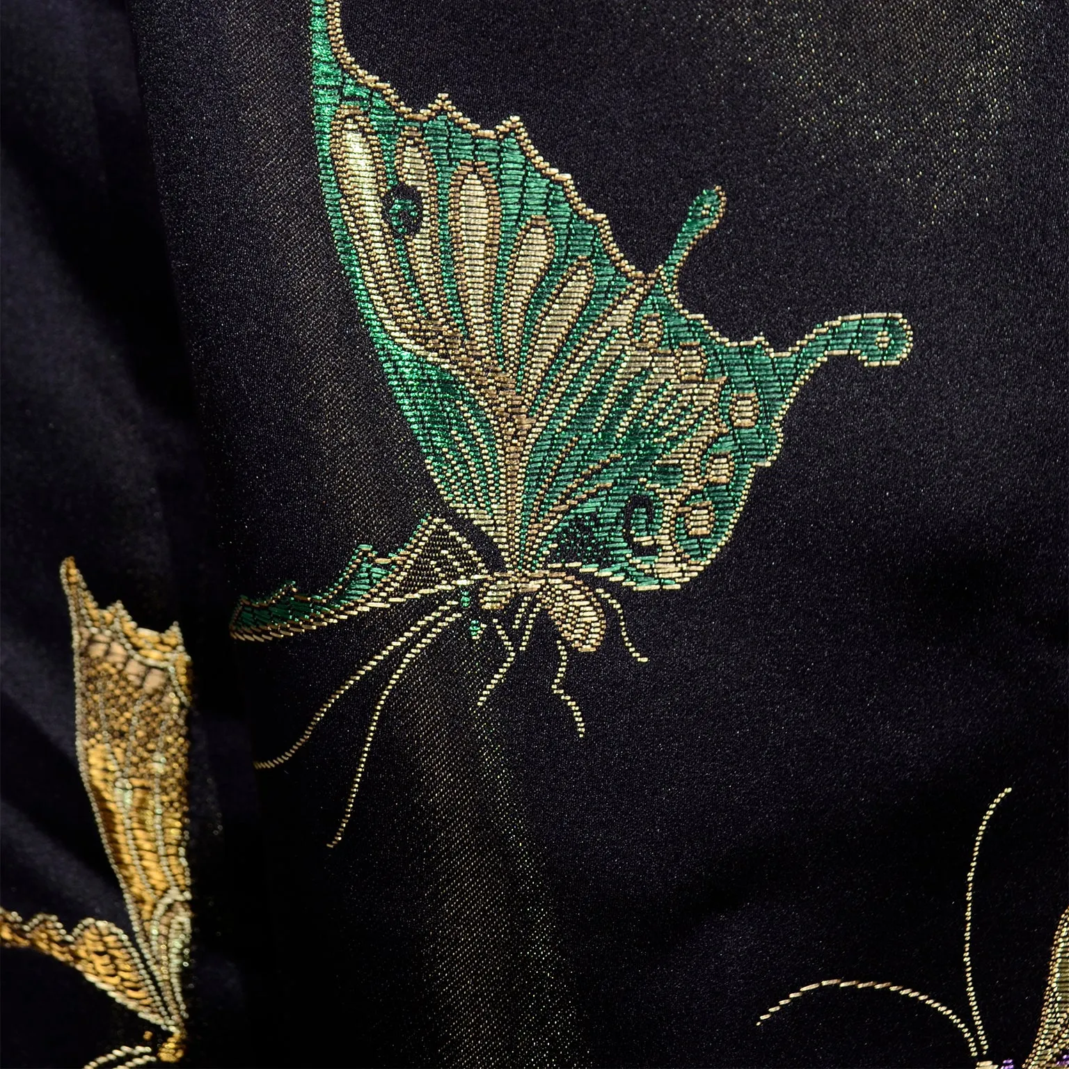 Vintage Reversible Black Silk Chinese Embroidered Butterfly Jacket